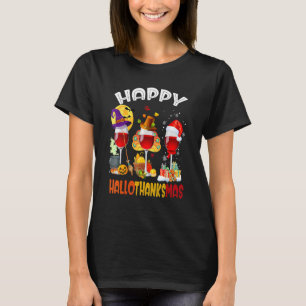 T-shirt Wine Glasses Witch Santa Hat