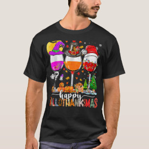 T-shirt Wine Glasses Witch Santa Hat
