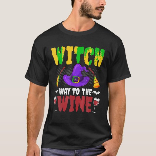 T-shirt Wine Way to the Wine Drôle Halloween Wine Love Wi (Devant)