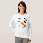 T-shirt Winking Snowwoman Funny Noël (Devant entier)