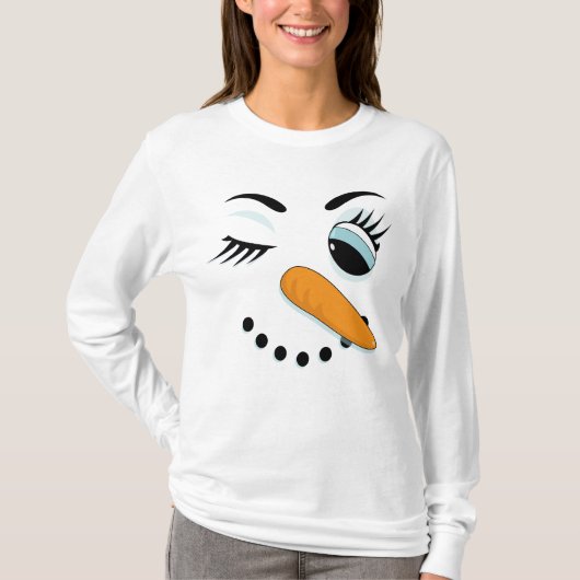 T-shirt Winking Snowwoman Funny Noël (Devant)