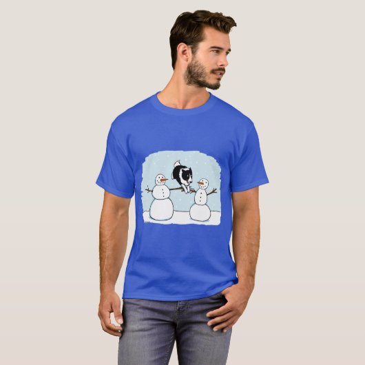 T-shirt Winter Fun Border Collie with Snowmen Cute Dog Hol (Devant entier)