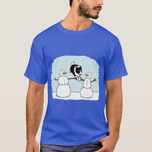 T-shirt Winter Fun Border Collie with Snowmen Cute Dog Hol (Devant)