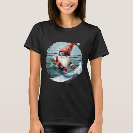 T-shirt Winter Gnome Santa With Skiing Googles Retro Snowb (Devant)
