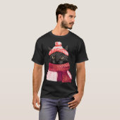 T-shirt Winter Hat And Shawl Black Cat For Kitten (Devant entier)