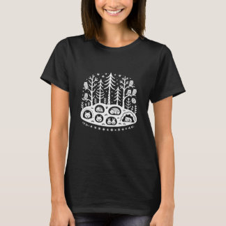 T-shirt Winter In The Forest Folk Art Style