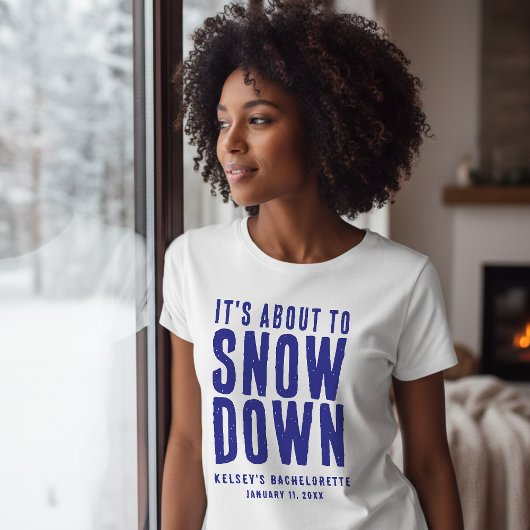 T-shirt Winter Snow Funny Bachelorette Party White & Blue