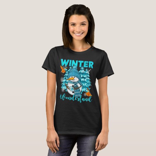 T-shirt Winter Wonderland Snowman And Snowflakes Cozy Wint (Devant entier)