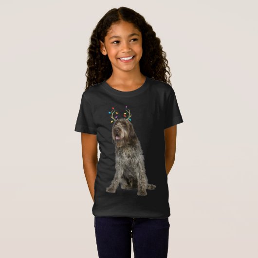 T-Shirt Wirehaired Pointing Griffon Reindeer Christmas Dog (Devant entier)