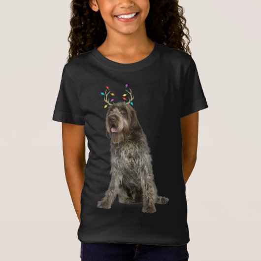 T-Shirt Wirehaired Pointing Griffon Reindeer Christmas Dog (Devant)