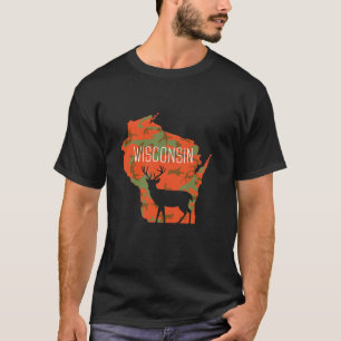 T-shirt Wisconsin Blaze Orange Camouflage Deer Hunter Silh