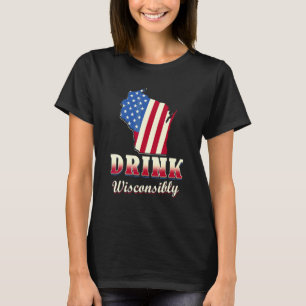 T-shirt Wisconsin Buvant des Boissons Alcoolisées Wisconsi