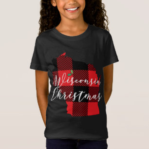 T-Shirt Wisconsin Christmas Buffalo Plaid State Holiday