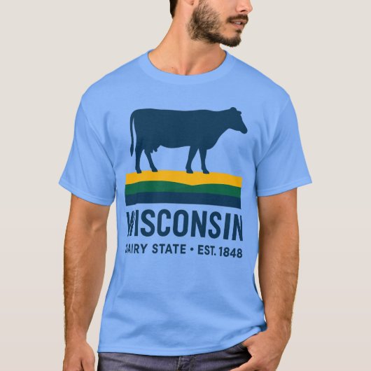 T-shirt Wisconsin Dairy State Retro Cow (Devant)