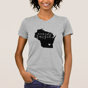 T-shirt Wisconsin Né et élevé Tee d'État