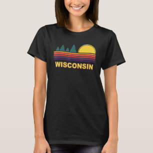 T-shirt Wisconsin State Rétro Sunset Trees Wi-Fi