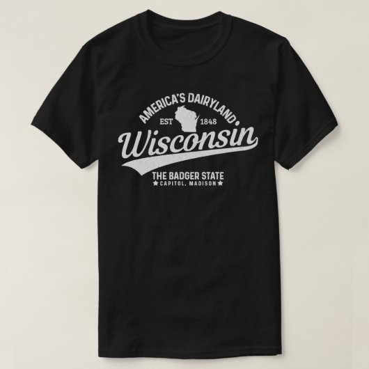 T-shirt Wisconsin The Badger State EST 1848 State Map Gift (Design devant)