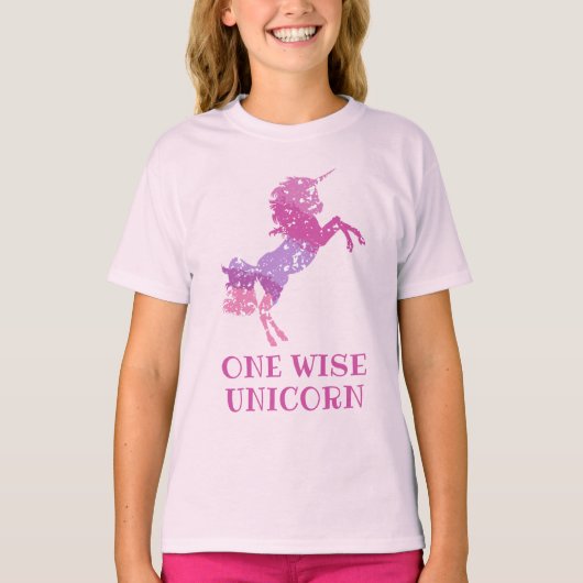 T-shirt Wise Unicorn Rose Cravate Girls (Devant)