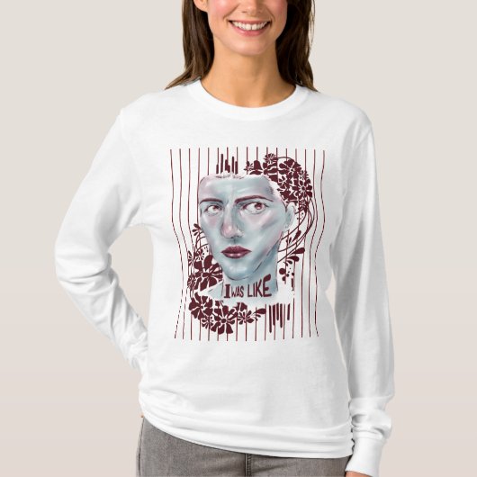 T-shirt wit lange mouw ik was als gestreept (Voorkant)