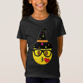 T-shirt Witch Emoji Halloween pour filles (Devant)