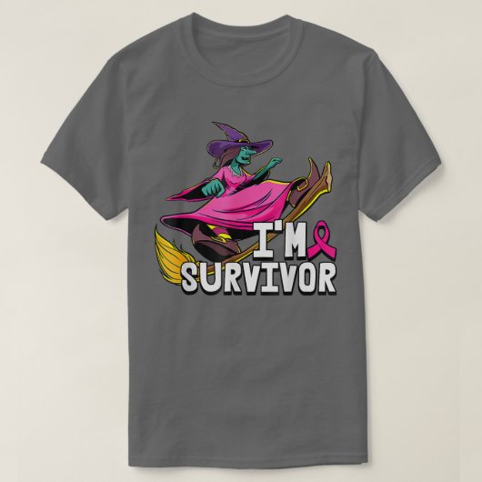 T-shirt Witch Im A Survivor Halloween Cancer du Sein (Design devant)