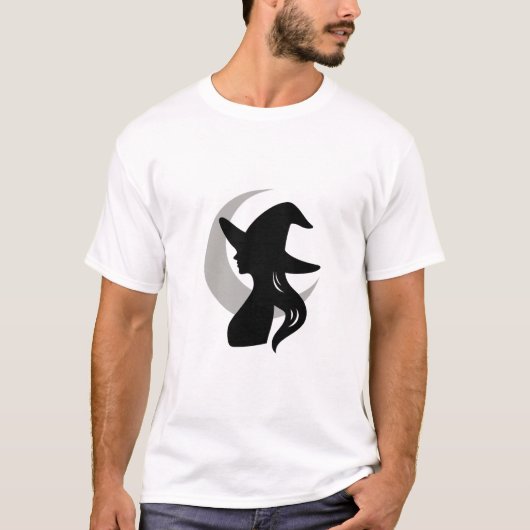 T-shirt Witch Silhouette with Crescent Moon (Devant)