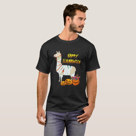T-shirt Witchy Halloween Llama Happy Llamaween Alpaca Mumm (Devant entier)