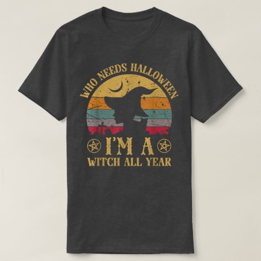 T-shirt Witchy Magic Éffrayant sorcières Broomstick (Design devant)