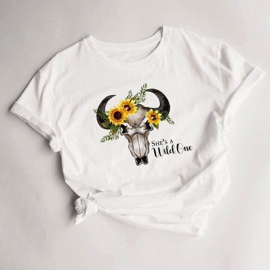 T-shirt Witchy Wicca Pagan Flower Skull Horns