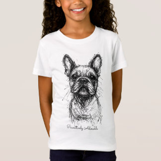 T-Shirt 🐶With custom text, Frenchie Scribble Charm 