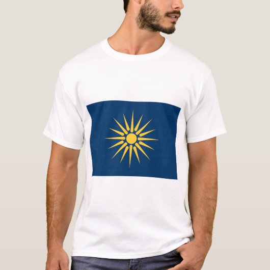 T Shirt with Flag of Macedonia, Greece (Voorkant)