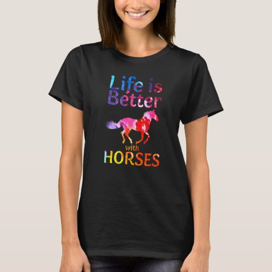 T-shirt With Horses Cute Horseback Riding Horse (Devant)