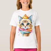 T-shirt with ice-cream and cat (Devant)