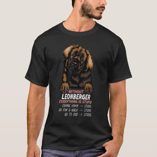 T-shirt without Leonberger dog everything is stupid_3 (Devant)