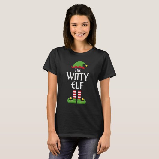 T-shirt Witty Elf Family Matching Groupe Noël (Devant entier)