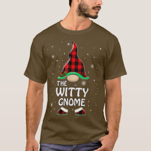 T-shirt Witty Gnome Buffalo Plaid Matching Family Christma