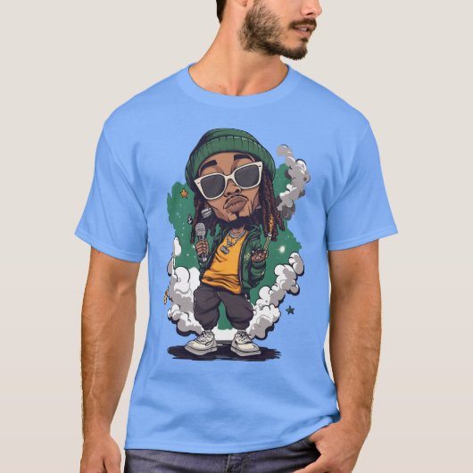 T-shirt Wiz Khalifa as Cartoon boy funny friend (Devant)