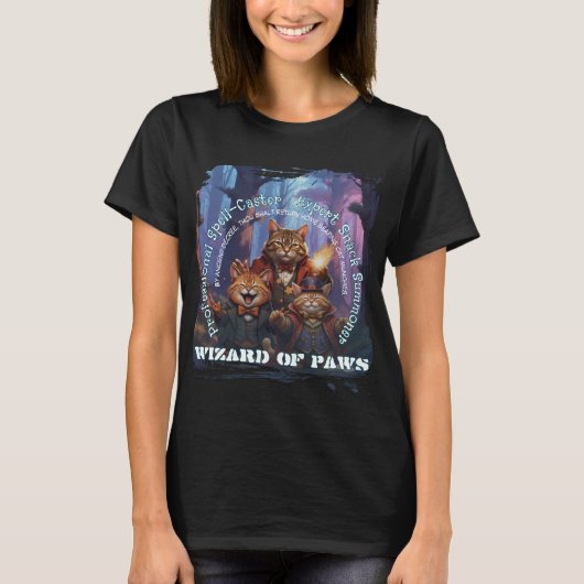 T-shirt Wizard of Paws Fantasy Wizard Cat Design (Devant)
