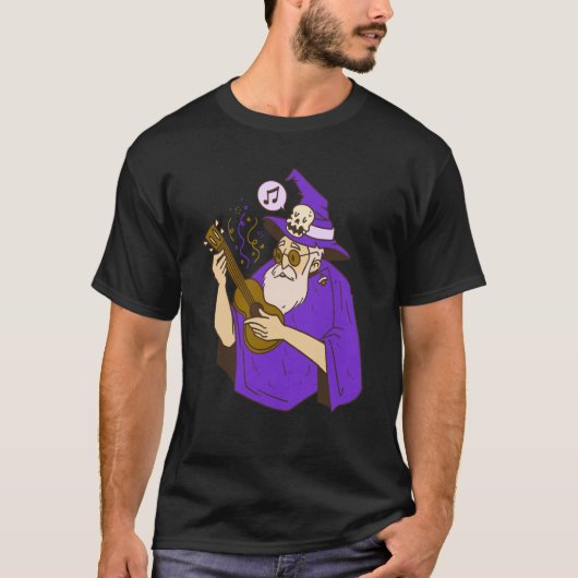 T-shirt wizard ukulele witch music playing guitar (Devant)