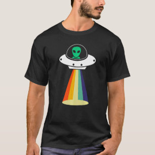 T-shirt Woke Alien vaisseau spatial Rainbow Beam Area 51 J