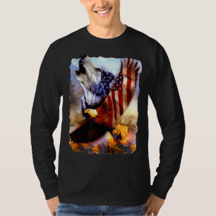 T-shirt Wolf Américain Drapeau Indépendance Patriotique 4è
