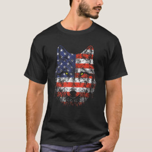 T-shirt Wolf American Flag Usa 4 juillet Hommes Femme Wolf