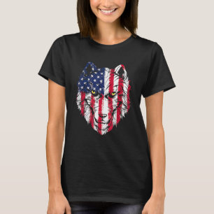 T-shirt Wolf American Flag Usa 4 juillet Hommes Femme Wolf