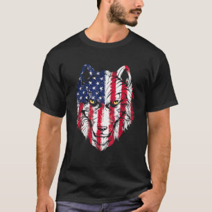 T-shirt Wolf American Flag Usa 4 juillet Hommes Femme Wolf