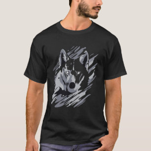 T-shirt Wolf Animal Moon Howl Peindre Grey Cool Graphique