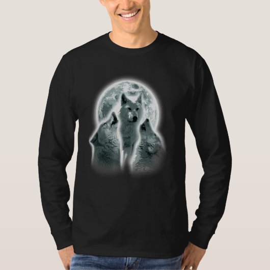 T-shirt Wolf Animals Howls Moon Print Animal Lovers Wolf_1 (Devant)