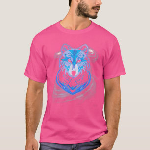 T-shirt Wolf Artistique Cosmologique Visage Espace Et Étoi
