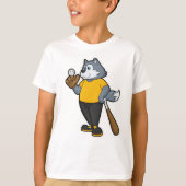 T-shirt Wolf au baseball avec batte de baseball (Devant)