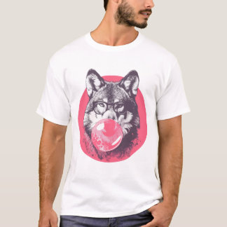 T-shirt Wolf avec lunettes et gomme à bulles