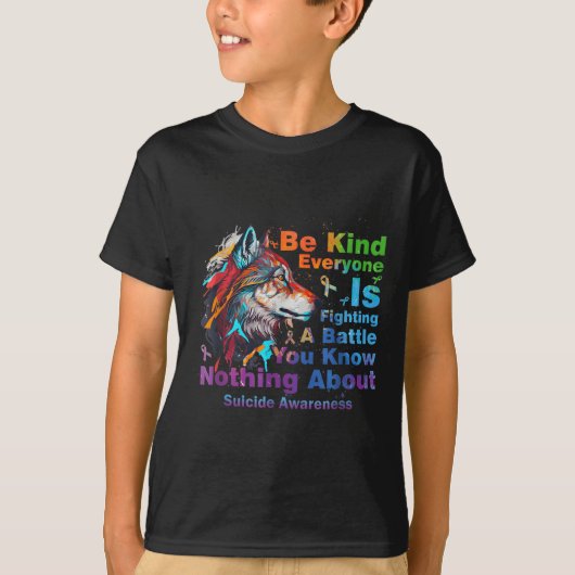 T-shirt Wolf Be Kind Suicide Awareness Mental Health Suprt (Devant)